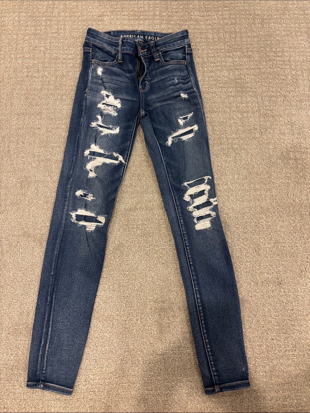 American Eagle Outfitters Women’s Dark Blue Ripped Skinny Jeans